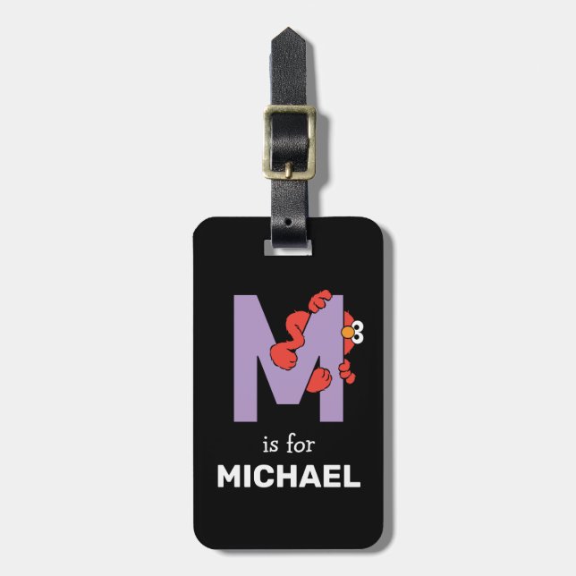 Elmo Alphabet | M Purple Luggage Tag (Front Vertical)