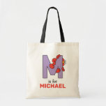 Elmo Alphabet | M Purple Tote Bag<br><div class="desc">This cute art features Elmo posing in all the letters of the alphabet. Personalise this cute Sesame Street design by adding your child's name.  © 2021 Sesame Workshop. www.sesamestreet.org</div>