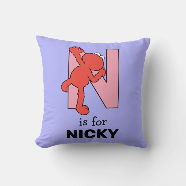 Elmo Alphabet | N Pink Cushion (Front)