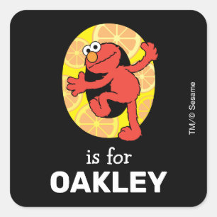 Elmo Alphabet   O Orange Square Sticker
