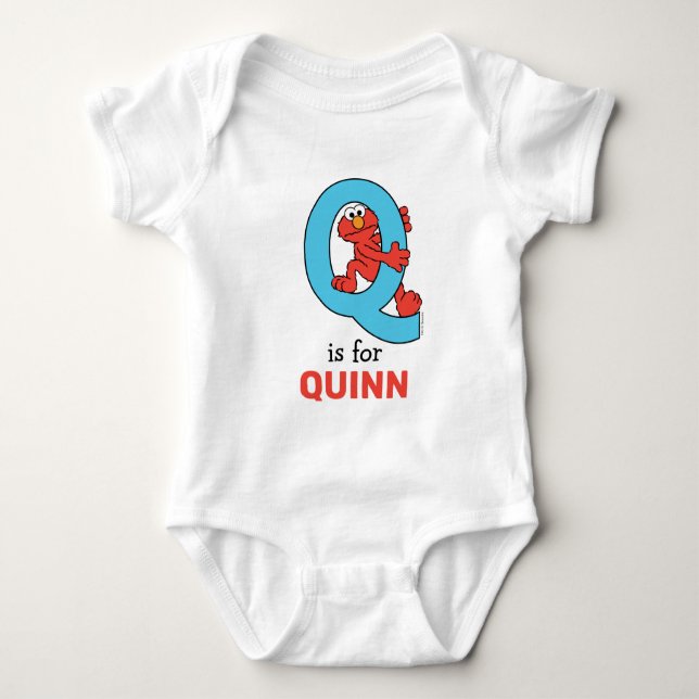 Elmo Alphabet | Q Blue Baby Bodysuit (Front)