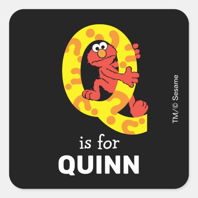Elmo Alphabet | Q Question Mark Square Sticker (Front)
