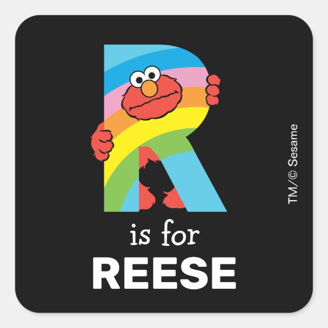 Elmo Alphabet | R Rainbow Square Sticker (Front)