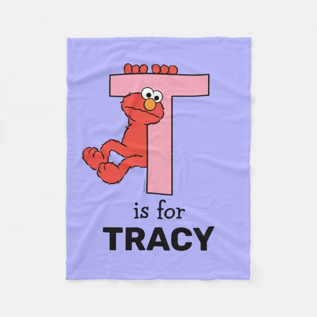 Elmo Alphabet | T Pink Fleece Blanket (Front)