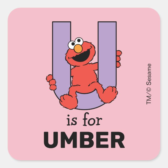 Elmo Alphabet | U Purple Square Sticker (Front)
