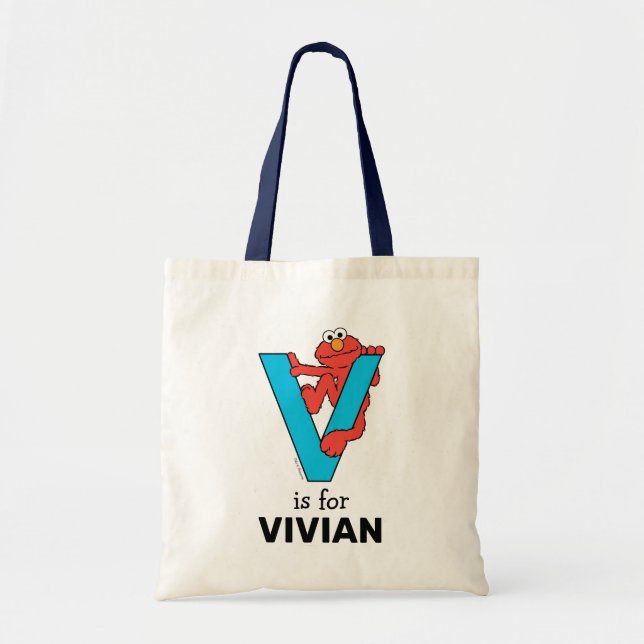 Elmo Alphabet | V Blue Tote Bag (Front)