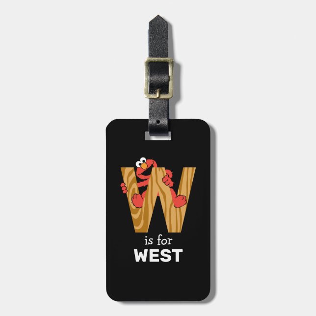 Elmo Alphabet | W Wood Luggage Tag (Front Vertical)