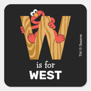 Elmo Alphabet   W Wood Square Sticker