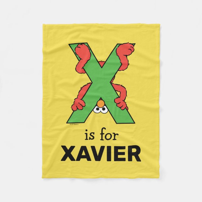 Elmo Alphabet | X Green Fleece Blanket (Front)