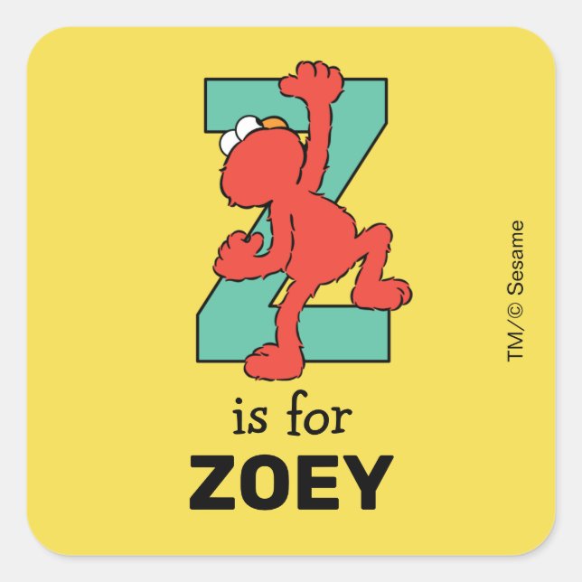 Elmo Alphabet | Z Teal Square Sticker (Front)