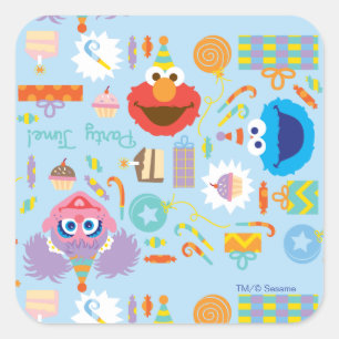 Elmo and Abby Birthday Square Sticker