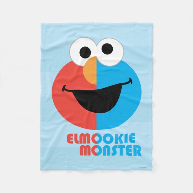 Elmo and Cookie Half Face Fleece Blanket (Front)