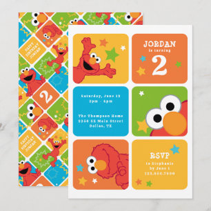 Elmo Color Block Birthday Party Invitation