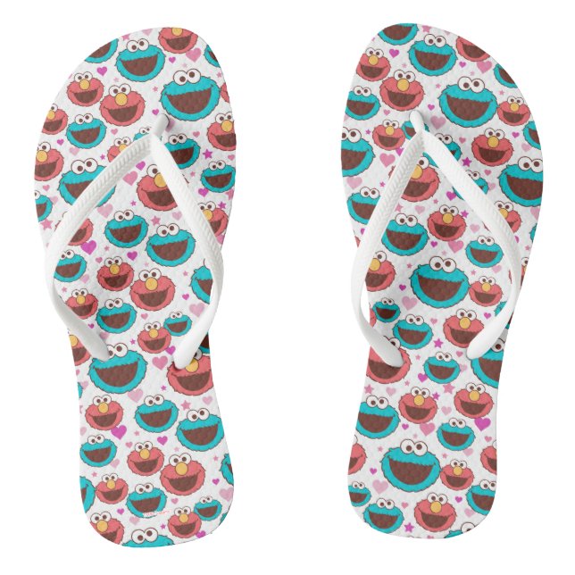 Elmo & Cookie Monster | Peace & Love Pattern Jandals (Footbed)