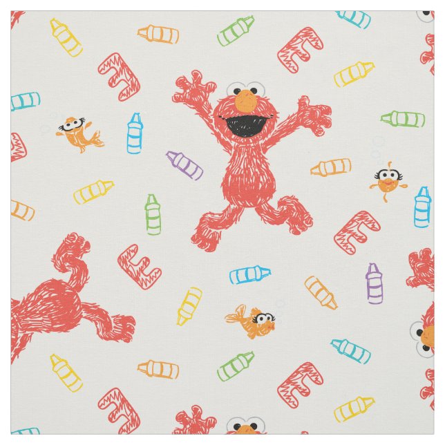 Elmo Crayon Pattern Fabric (Swatch)