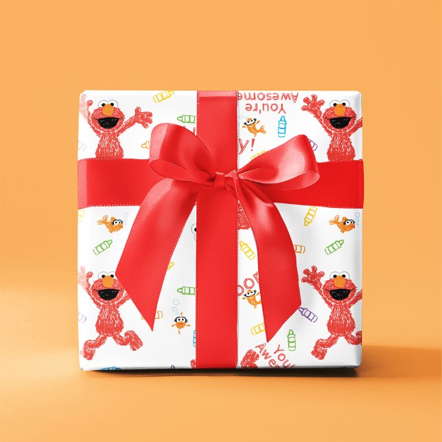 Elmo Crayon Pattern Wrapping Paper (Wrapped gift)