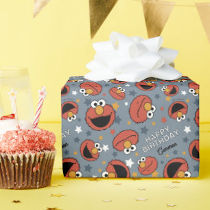 Elmo   Elmo Rules Star Pattern Wrapping Paper
