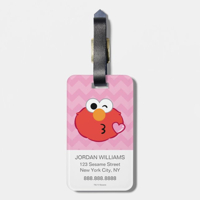 Elmo Face Throwing a Kiss 2 Luggage Tag (Back Vertical)