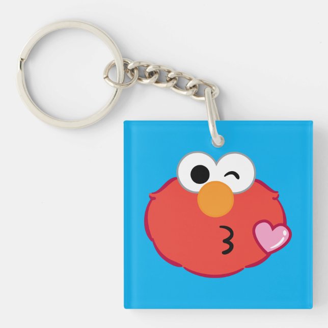 Elmo Face Throwing a Kiss Key Ring (Front)