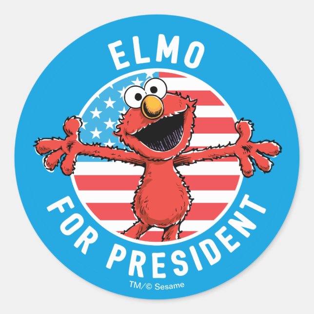 Elmo for President - Flag Classic Round Sticker (Front)