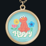 Elmo Happy! Gold Plated Necklace<br><div class="desc">This cute Sesame Street pattern features Elmo relaxed and happy.  © 2021 Sesame Workshop. www.sesamestreet.org</div>