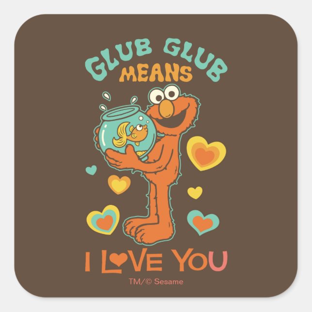 Elmo Holding his Pet Goldfish Square Sticker (Front)