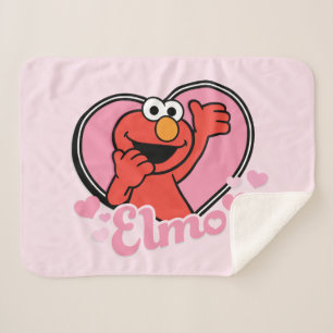 Elmo in Heart Valentine Sherpa Blanket