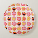 Elmo Pom-Pom Pattern Round Cushion<br><div class="desc">This Sesame Street pattern features Elmo and cute pink pom-poms.  © 2021 Sesame Workshop. www.sesamestreet.org</div>