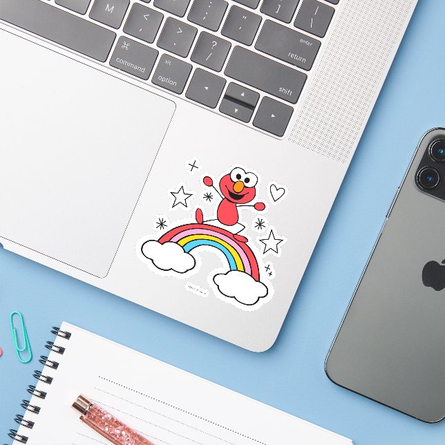Elmo Rainbow Doodley Graphic (Laptop w/ iPhone)