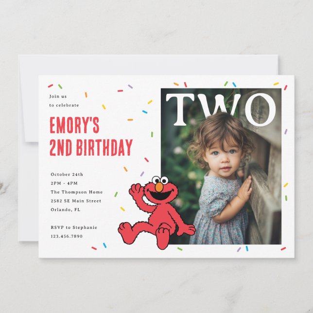 Elmo Red Confetti Second Birthday Invitation (Front)