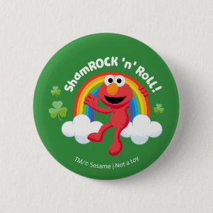 Elmo   Shamrock 'n' Roll Rainbow 6 Cm Round Badge