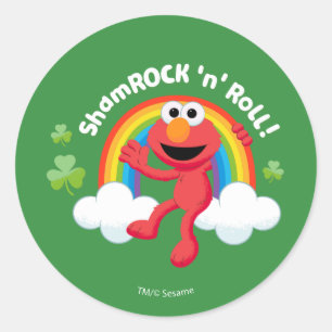 Elmo   Shamrock 'n' Roll Rainbow Classic Round Sticker