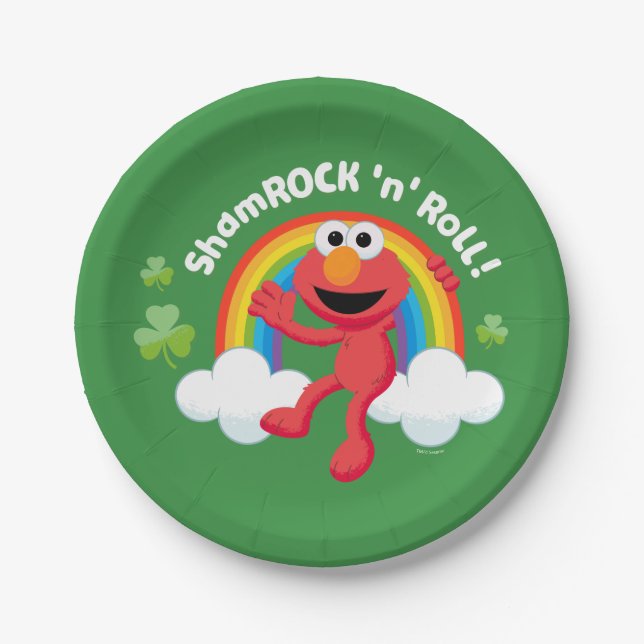Elmo | Shamrock 'n' Roll Rainbow Paper Plate (Front)