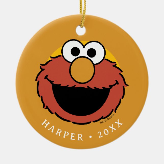 Elmo Smiling Face Ceramic Tree Decoration (Front)