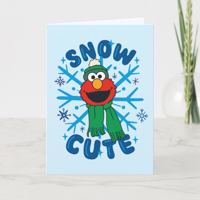 Elmo Snow Cute Holiday Card (Front)