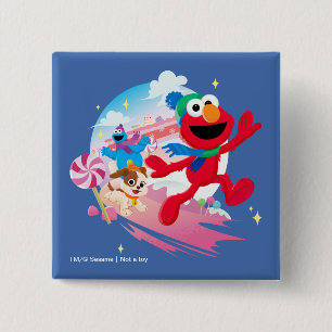 Elmo, Tango & Cookie Monster Best Christmas Ever 15 Cm Square Badge