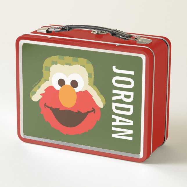 Elmo Woodland Face | Add Your Name Metal Lunch Box (Back)