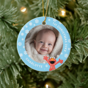 Elmo's Baby's 1st Christmas Photo Ceramic Tree Decoration