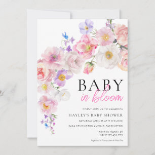 Eloise Pink Floral Baby in Bloom Baby Shower Invitation