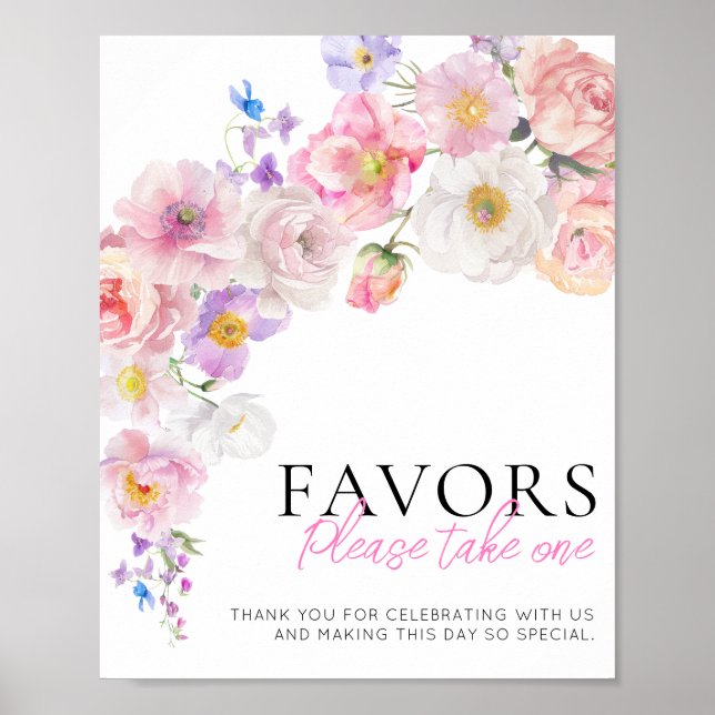 Eloise Pink Floral Favours Sign (Front)