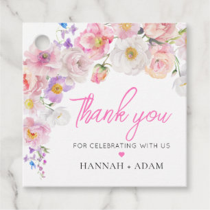 Eloise Pink Floral Thank You Favour Favour Tags