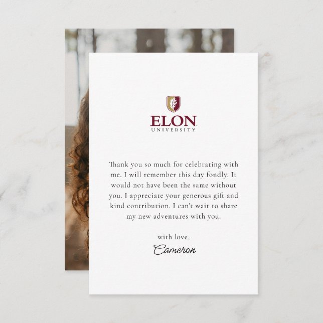 Elon Graduation Thank You Card (Front/Back)