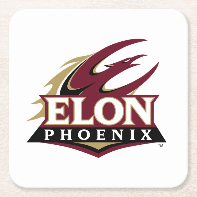 Elon Phoenix Square Paper Coaster (Front)