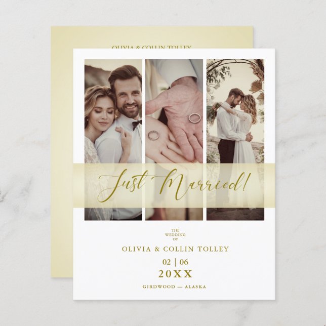 Eloped Budget 3 Photos Just Married Hand Lettered (Front/Back)