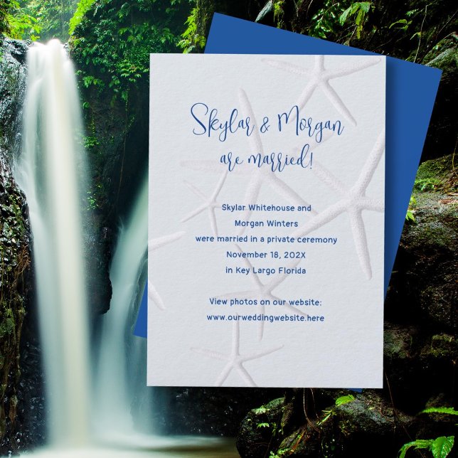 Eloped Marriage Announcement Sea Stars on Blue (Creator Uploaded)