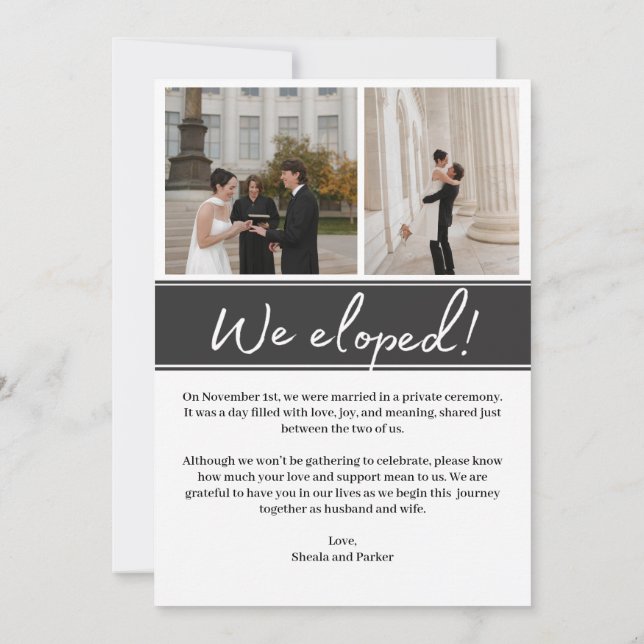 Elopement Announcement Cards (Back)