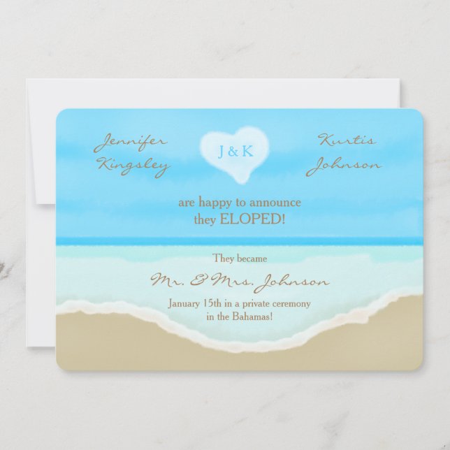 Elopement Announcement Invitation Beach Watercolor (Front)