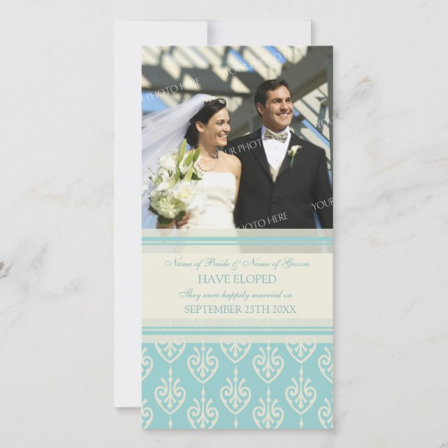 Elopement Announcement Photo Card Aqua Cream (Front)