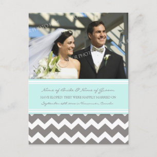 Elopement Announcement Photo Postcards Blue Grey