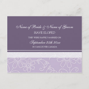Elopement Announcement Postcards Purple Floral